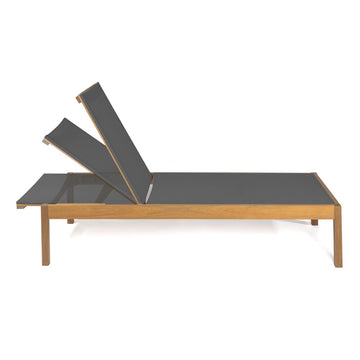 Lagunan 77.56"x26.38" Modern Minimalist Adjustable Acacia Wood Chaise Outdoor Lounge Chair - JONATHAN Y